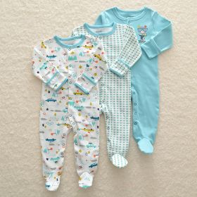 Baby Cotton-Wrapped Foot One-Piece Romper,Long-Sleeved Romper, Foot-Wrapped Climbing Suit (Option: as shown-B-9or12M)