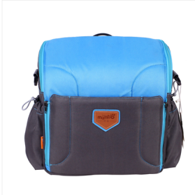 Multifunctional Mummy Bag Fashion Double Shoulder Outing Package Waiting Package Baby Child Baby Folding Stool Chair Dining Chair (Color: Blue)