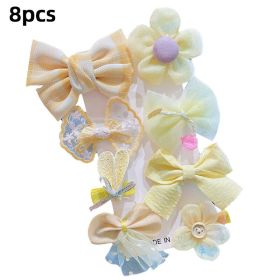 8/9/10Pcs/Set Cartoon Baby Girl Hair Clips Cute Bear Children Hairpins Bowknot Knitted Flower Kids Barretees Baby Hair Accessori (Color: D-2)